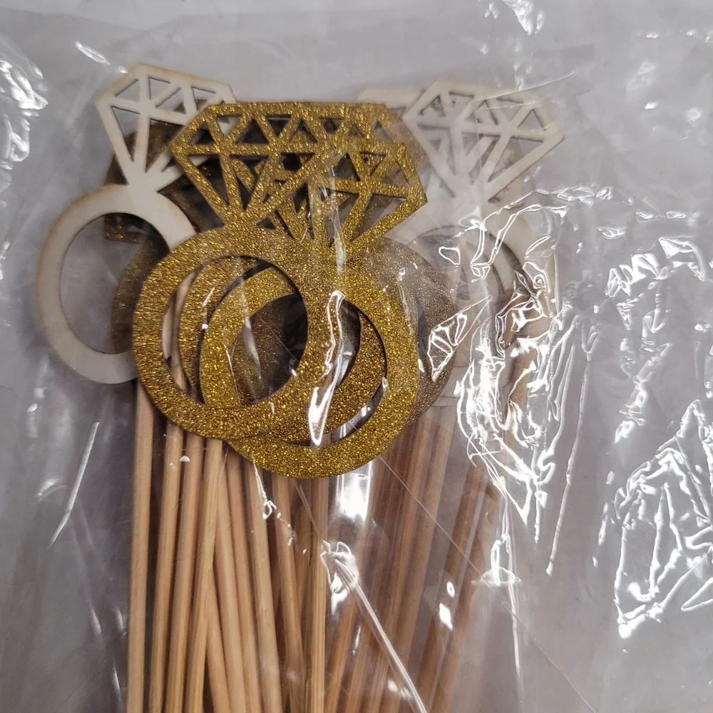 Gold Glitter Party Picks or Cupcake Toppers. 328